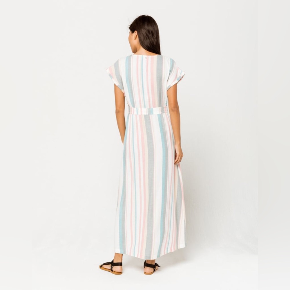 Roxy|Lagoon Button Down Striped Maxi Dress Beachy… - image 2